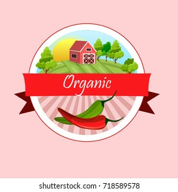 High quality vector illustration of Pepper or paprika label. symbol for sauce product label or grocery store, shop and farm market design. farm or ranch