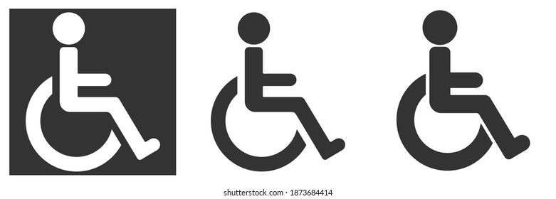 High quality vector illustration of a person on a wheelchair with a disability symbol isolated on white background