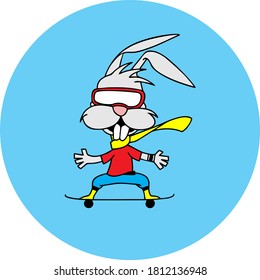High quality vector illustration of a rabbit playing a skateboard