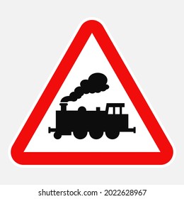 Hochwertige Vektorgrafik des Bahnkreuz-Schwarzen Zuges in rotem Dreieckszeichen - Originalgröße und Farben, offizielle internationale Version