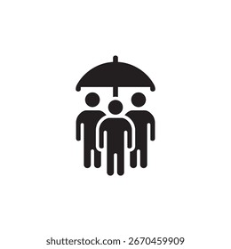 High quality vector illustration of umbrella protection in people and community theme. Perfect for business, social projects, charity, teamwork, and marketing design needs.