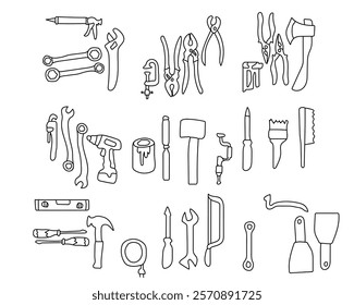 High Quality Vector Illustrations of Construction Tools A Complete Set for Designers and Builders.This vector collection features a range of construction tools,carefully designed to offer high-quality