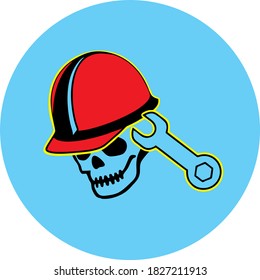High quality vector image of a skull and wrench