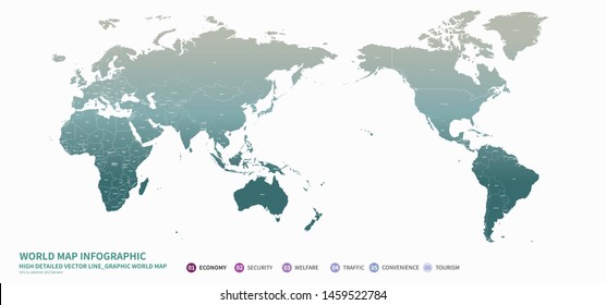 high quality vector infographic of world map. world map vector.