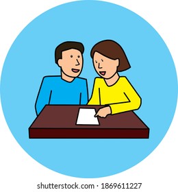 High quality vector of married couple having a discussion