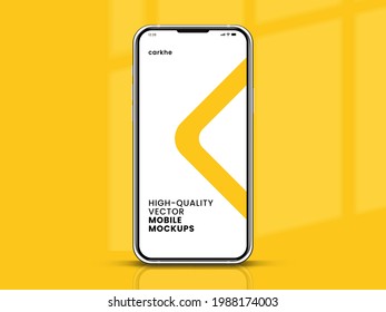 High quality vector mobile mockups. Realistic smartphone. Device UI UX mockup for presentation template. Cellphone frame with blank display isolated templates. 3D isometric illustration cell phone