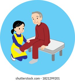 High quality vector of nurse examining elderly patient