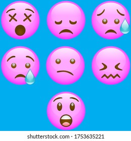high quality vector round pink cartoon bubble emoticons comment social media chat comment reactions