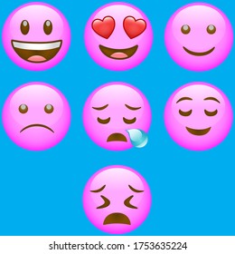 high quality vector round pink cartoon bubble emoticons comment social media chat comment reactions