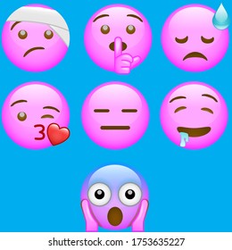 high quality vector round pink cartoon bubble emoticons comment social media chat comment reactions
