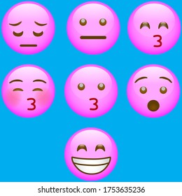 high quality vector round pink cartoon bubble emoticons comment social media chat comment reactions