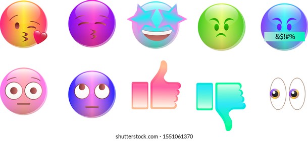 high quality vector round yellow cartoon bubble emoticons comment social media chat comment reactions, icon template face tear, smile, sad, love, heart,  laughter emoji character message . Emoji.
