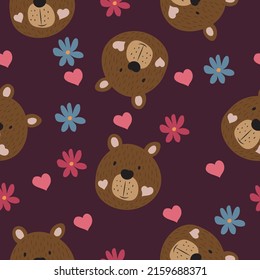 High quality vector seamless pattern. Muzzles of brown coppers.