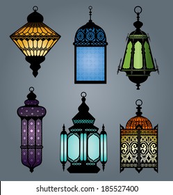 High quality vector set of arabic lantern part 1