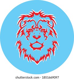 High quality vector silhouette of a lion's head in red