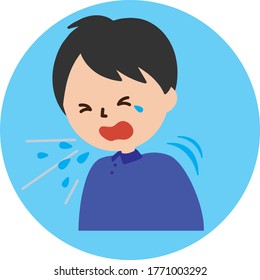 high quality vector small child who is having a fever and cough