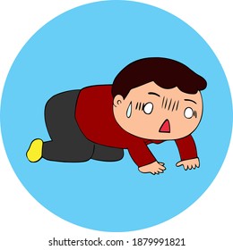 High quality vector of very exhausted young man