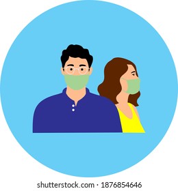 High quality vector of young couple always using medical masks