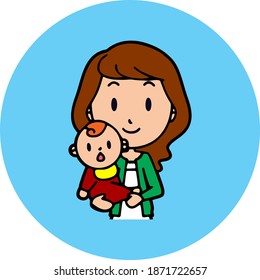 High Quality Vector Young mother holding her child