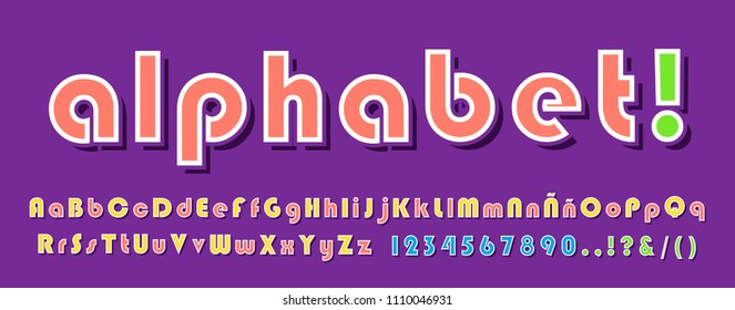 High Quality Vintage Alphabet and Numbers on Color Background . Isolated Vector Elements