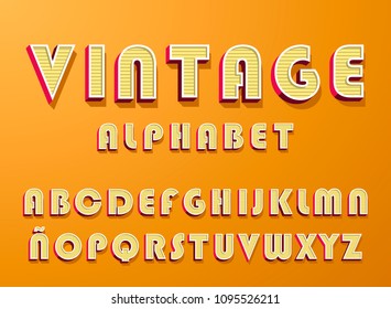 High Quality Vintage Alphabet on Color Background . Isolated Vector Elements