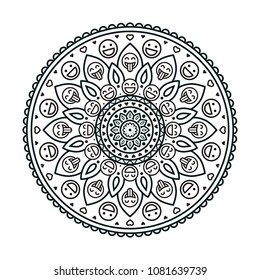 High Quality Vintage Decorative Oriental Mandala on White Background . isolated Vector Elements