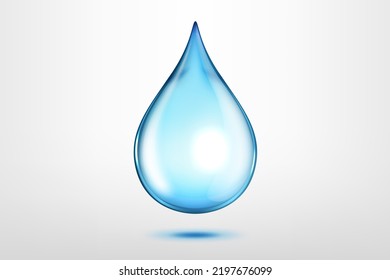 High Quality Water Drop Isolated on White Background, Different from Similar Vector. Vector Illustration