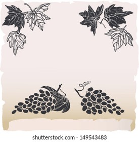 High quality wine label woodcut.