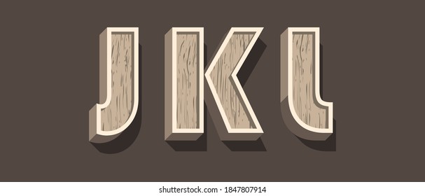 High Quality Wooden Alphabet with Shadows on Dark Background . Isolated Vector Elements