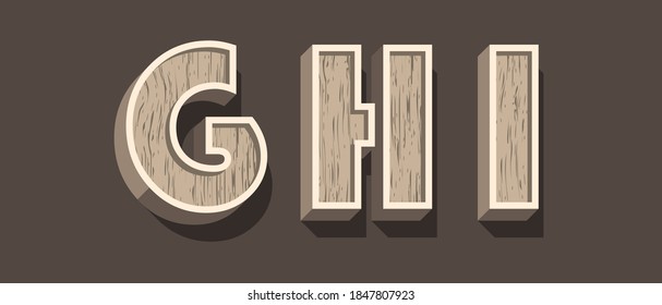 High Quality Wooden Alphabet with Shadows on Dark Background . Isolated Vector Elements