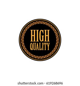 High quality word and circle laurel on circle badge vector. Minimalist style, flat design, black, yellow and brown color.