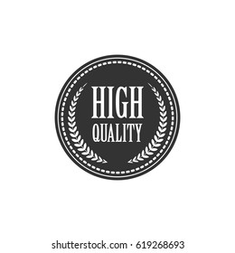 High quality word, dotted line and laurel rice symbol on circle badge vector. Minimalist style, black and white color.