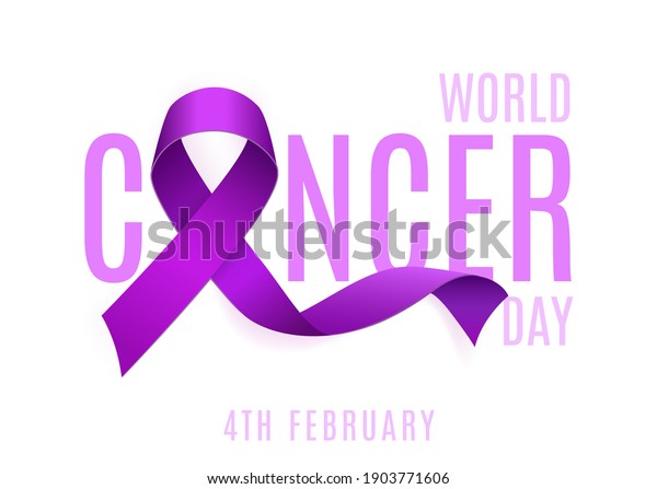 High Quality World\
Cancer Day Background with 3D Purple Ribbon for your Design .\
Isolated Vector\
Elements\
