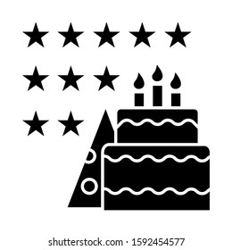 High rating glyph icon. Consumer review, opinion. Testimonial. Customer satisfaction. Event evaluation survey. Positive feedback. Silhouette symbol. Negative space. Vector isolated illustration
