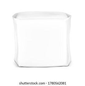 High realistic  package bag with seam mockup for sanitary napkin, pads. Front view. Vector illustration isolated on white background. Easy to use for presentation your product, design. EPS10.	
