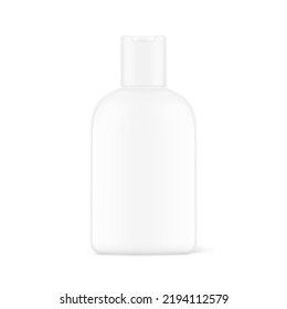 High realistic bottle mockup with disc flat top cap. Vector illustration isolated on white background. Perfect for promoting your design. EPS10.