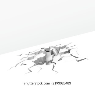 High realistic broken floor. Vector illustration isolated on white background. Ready for your design. EPS10.	