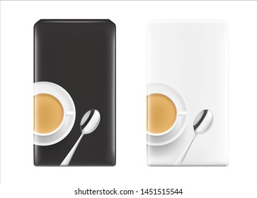 High realistic clean black and white vertical bags mockups. Front view. Vector illustration on grey background. Easy to use for presentation your product, idea, promo, design. EPS10.