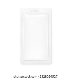 High realistic clean pouch bag mockup. Vector illustration isolated on white background. Front view. Can be use for template your design, presentation, promo, ad. EPS10.	