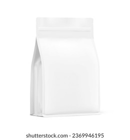 High realistic clean stand up pouch bag mockup. Vector illustration isolated on white background. Front view. Can be use for template your design, presentation, promo, ad. EPS10.	