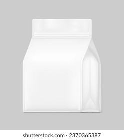 High realistic clean stand up pouch bag mockup. Vector illustration isolated on grey background. Front view. Can be use for template your design, presentation, promo, ad. EPS10.	