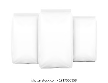 High realistic clean vertical bag mockup. Set of front view. Vector illustration isolated on white background. Easy to use for presentation your product, idea, promo, design. EPS10.	