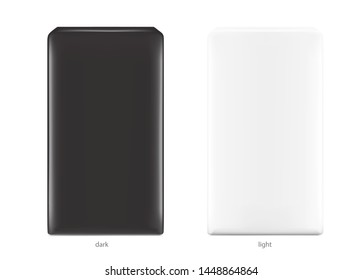 High realistic clean vertical black and white bag mockup. Front view. Vector illustration isolated on white background. Easy to use for presentation your product, idea, promo, design. EPS10.