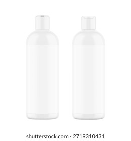 Maqueta de botella de tapa plana de disco de alta realismo. Ilustración vectorial aislada sobre fondo blanco. Perfecto para promocionar tu diseño. EPS10.	