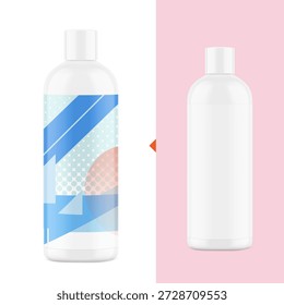 High realistic disc flat top cap bottle mockup. Vector illustration isolated on white and colour background. Perfect for promoting your design. EPS10.	