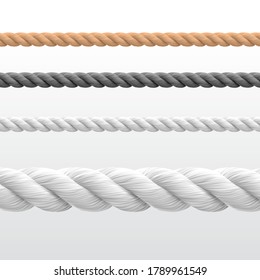 High realistic fiber rope string. Vector illustration isolated on white background. Easy to use. EPS10.	