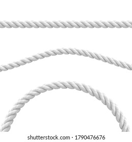 High realistic fiber rope strings. Vector illustration isolated on white background. Easy to use. EPS10.	