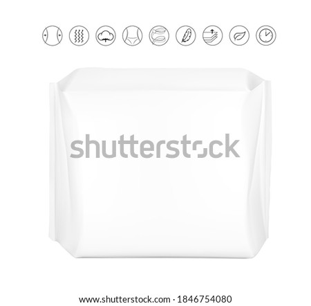 High realistic package bag with seam mockup. Front view. Vector illustration isolated on white background. Easy to use for presentation your product, design. EPS10.	
