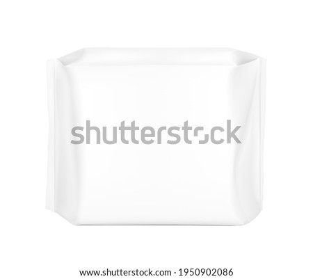 High realistic package bag with seam mockup. Front view. Vector illustration isolated on white background. Easy to use for presentation your product, design. EPS10.	
