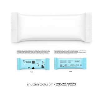 High realistic packaging snack bar mockup with sample. Vector illustration isolated and can make look great on any background. Perfect for your product. Front  view. EPS10.